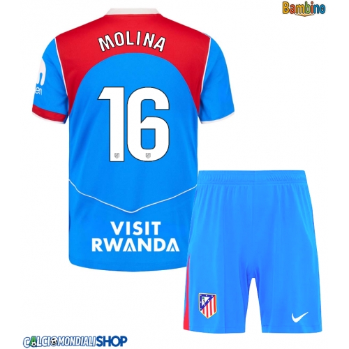 Maglie da calcio Atletico Madrid Nahuel Molina #16 Terza Maglia Bambino 2025-26 Manica Corta + Pantaloni corti)